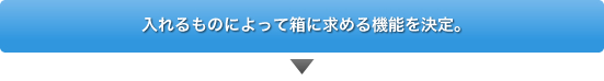 入れるものによって箱に求める機能を決定。